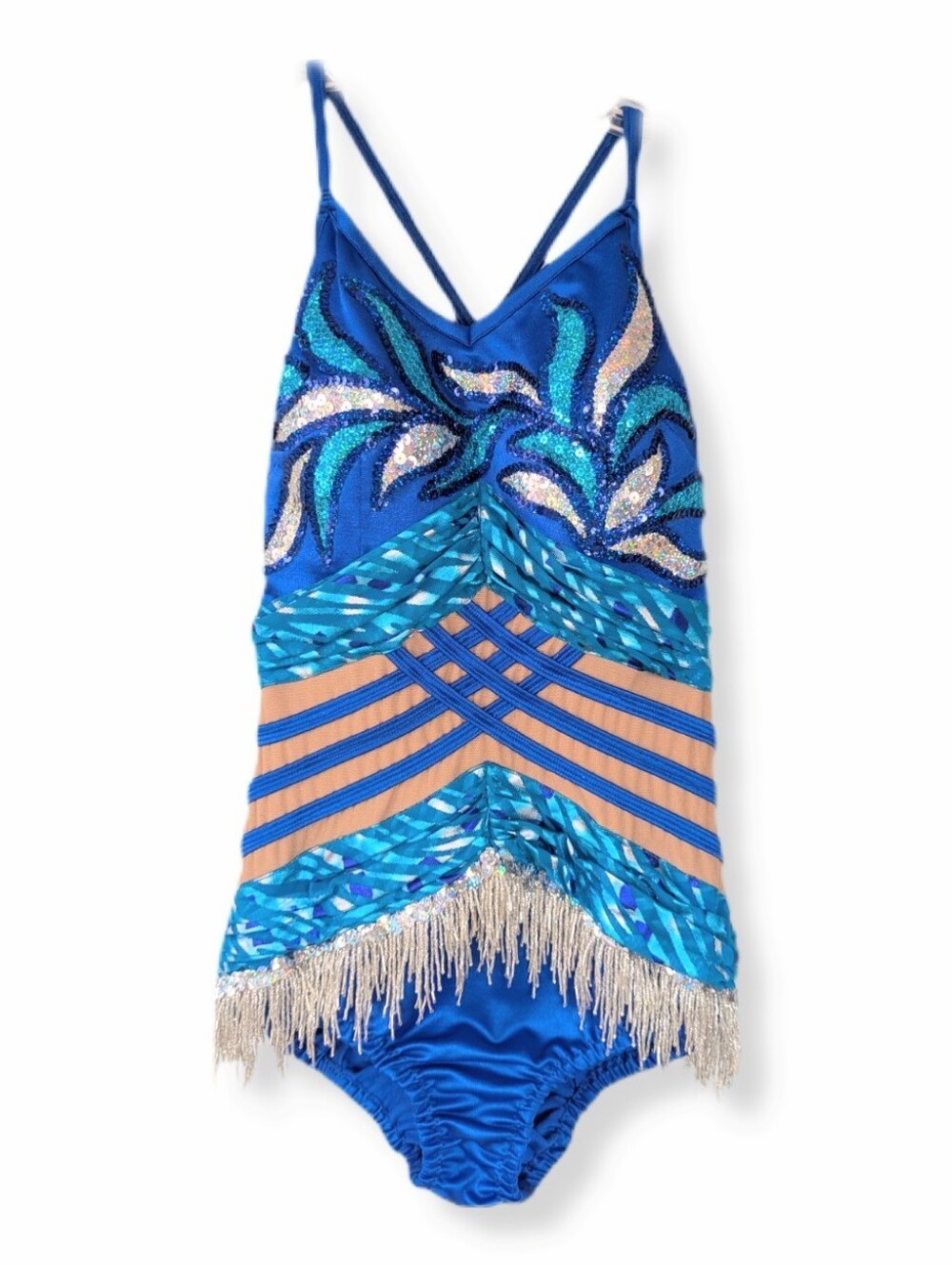 Show Off Inc. Adult XS/S Custom Blue & Aqua Majorette Leotard Dance Costume